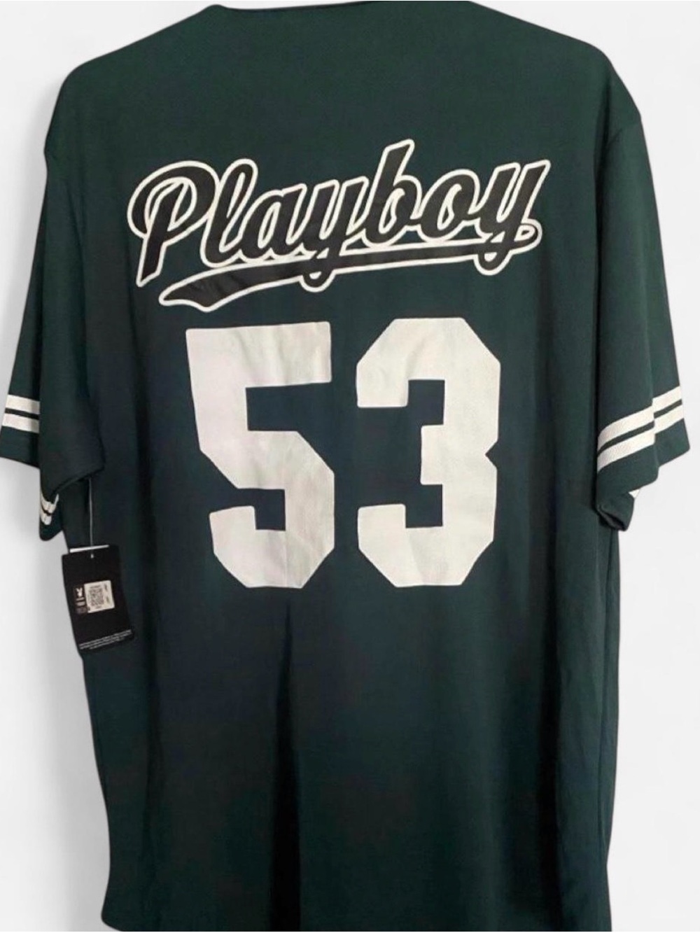 PLAYBOY Dark Green Jersey Tee with White '53' Graphic